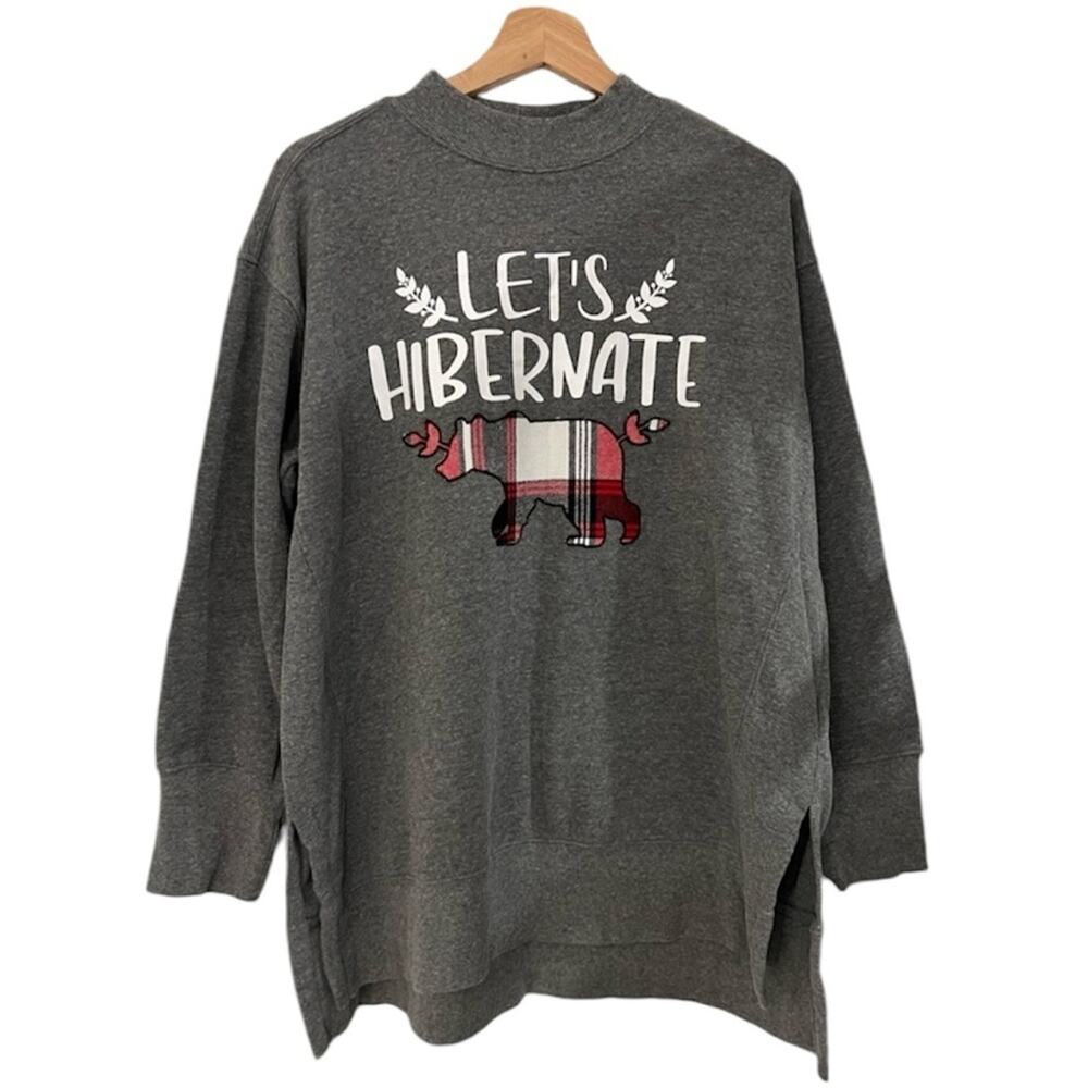 Maurices Winter “Let’s Hibernate” Grey Sweater with Bear Size 0X
